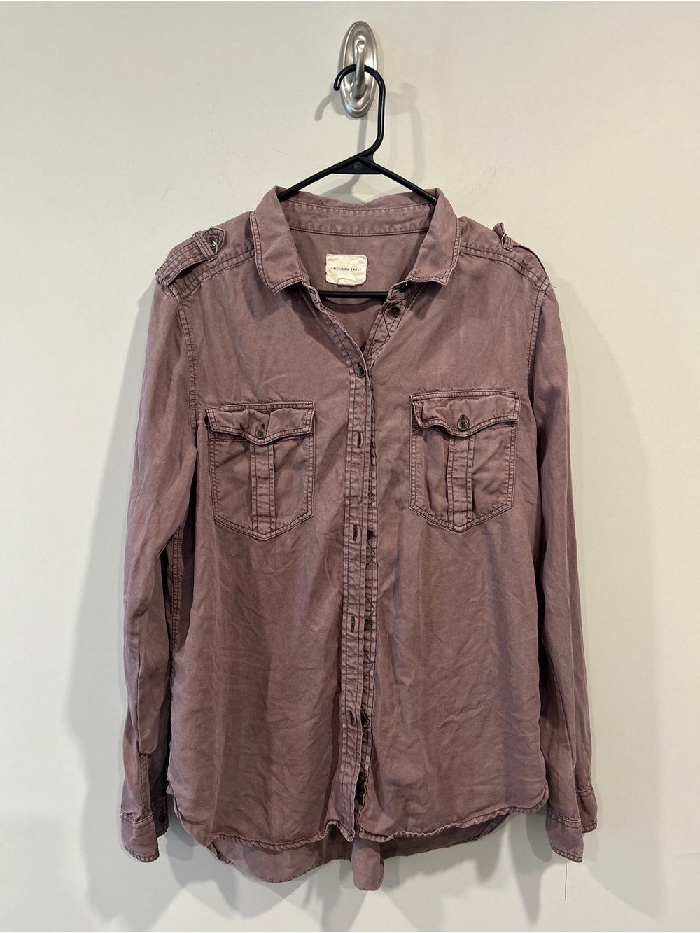 American Eagle Outfitters Mauve Button-Down Utility Shirt